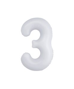 Matte White Number 3 Balloon