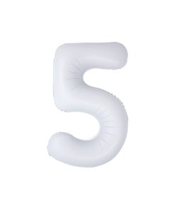 Matte White Number 5 Balloon