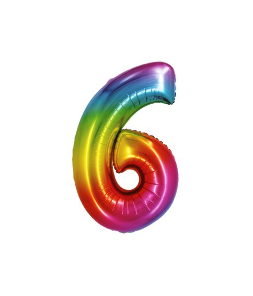 Rainbow Number 6 Balloon