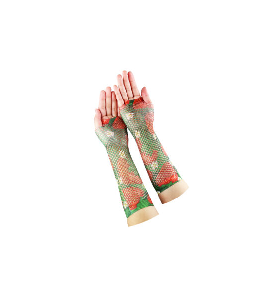 Strawberry Design Fishnet Gloves