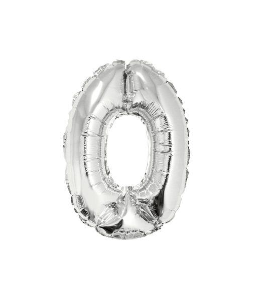 Silver Air Fill Number 0 Balloon