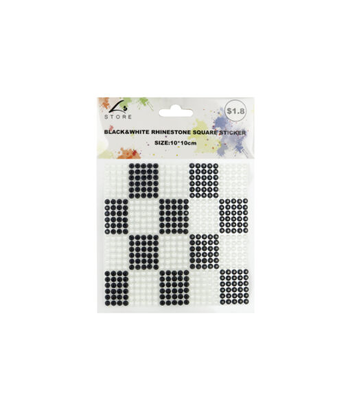 Black & White Rhinestone Square Sticker