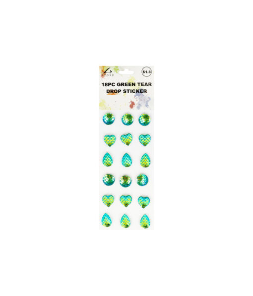 Green Tear Drop Sticker 18pc