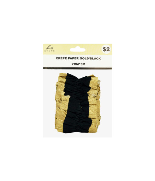 Gold & Black Crepe Paper 3m