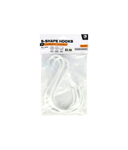 Laminated S-Shape Hooks 3pk