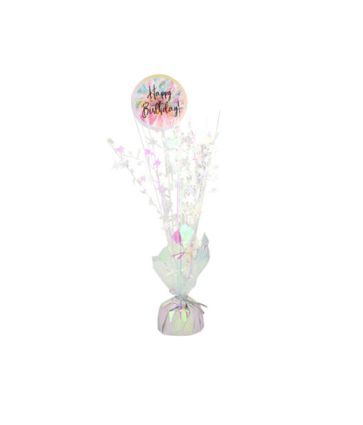 Iridescent Happy Birthday Table Centerpiece