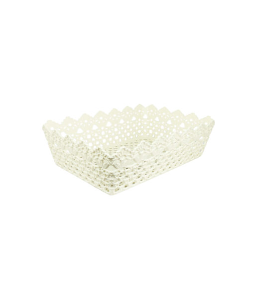 Cream Plastic Storage Bin 35x24.5x10.2cm