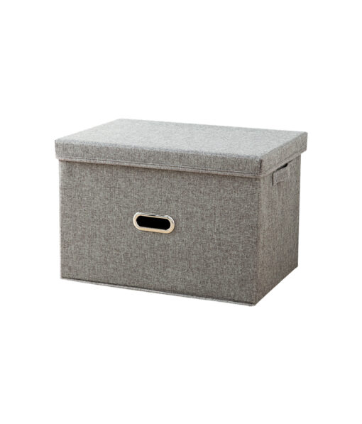 Extra-Large Grey Cotton & Linen Storage Box 50cm