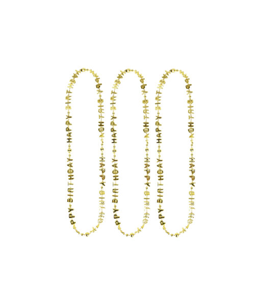 Gold Happy Birthday Necklaces 78cm 3pk