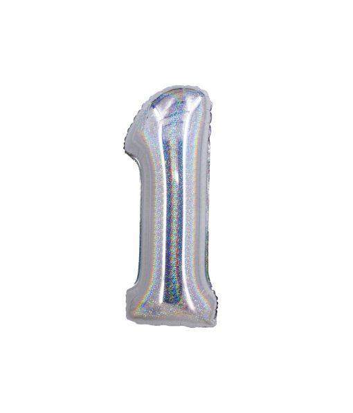 Holographic Silver Number 1 Balloon