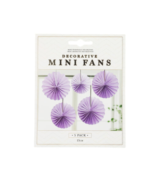 Purple Mini Decorative Fans 5pk