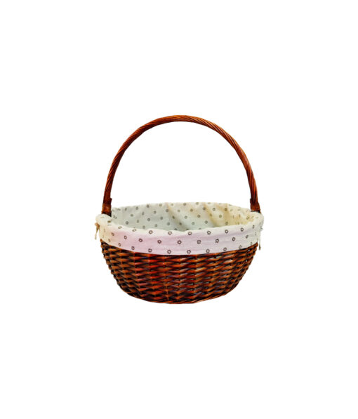 Brown Round Basket With Flower Fabric 36cm