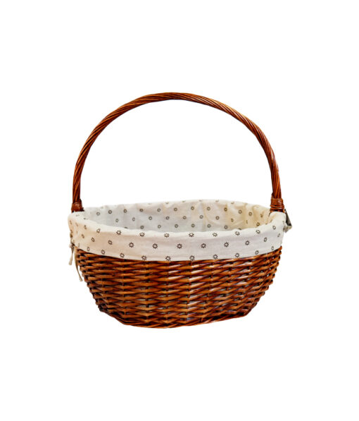 Brown Oval Basket With Flower Fabric 48cm