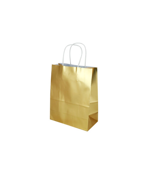 Gold Matte Medium Paper Bags 27cm 3pk