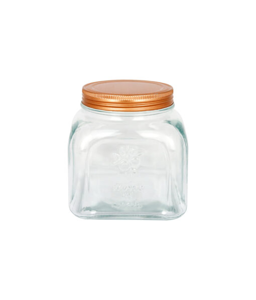 Large Glass Storage Jar With Copper Lid