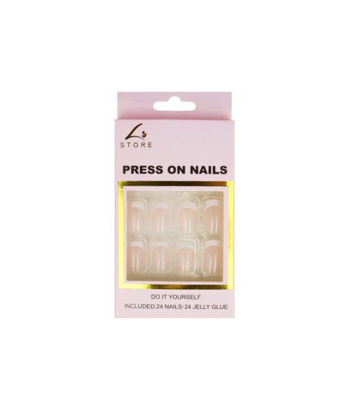 Flesh Pink French Tip Press On Nails 24pc