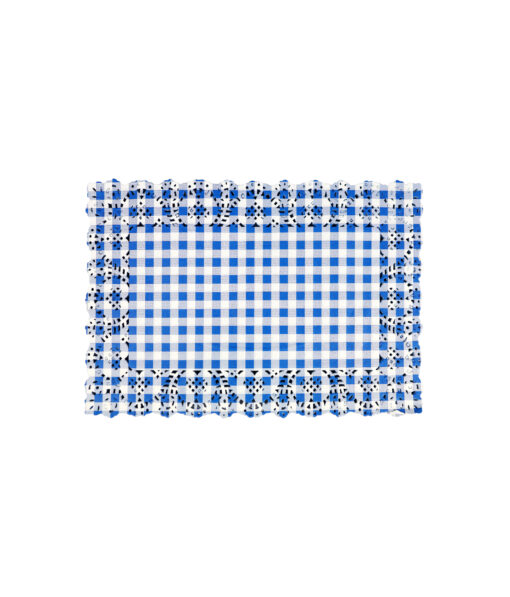 Blue Gingham Rectangle Paper Doilies 6.5x9in 50pk