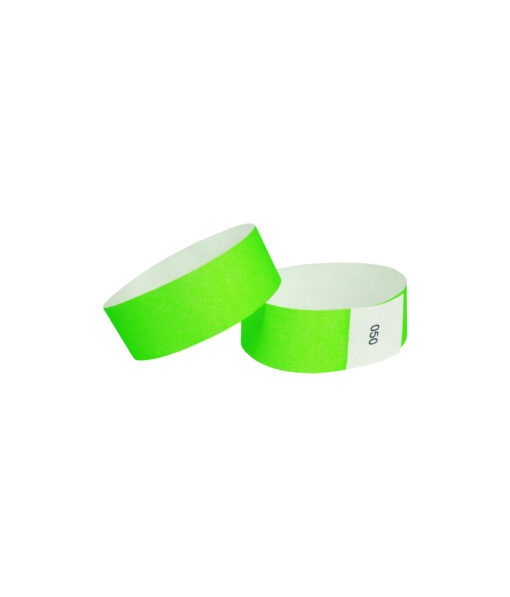 Neon Green Tyvek Wristbands With Coding 50pc