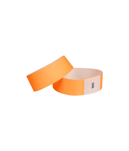 Neon Orange Tyvek Wristbands With Coding 50pc