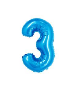 Pastel Blue Air Fill Number 3 Balloon