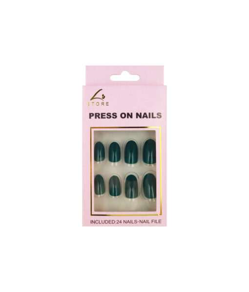 Dark Green Round Press On Nails 24pc