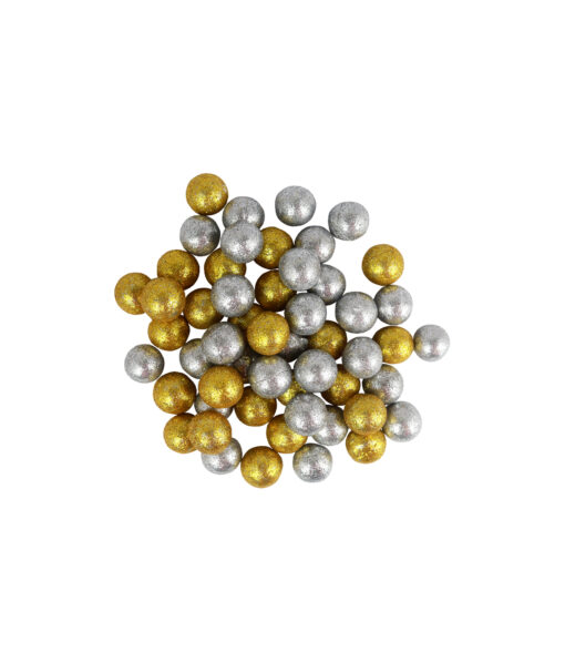 Gold & Silver Glitter Styrofoam Balls 1.8cm 50pc