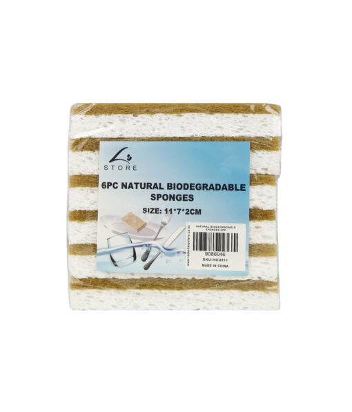 Natural Biodegradable Sponges 2cm 6pk