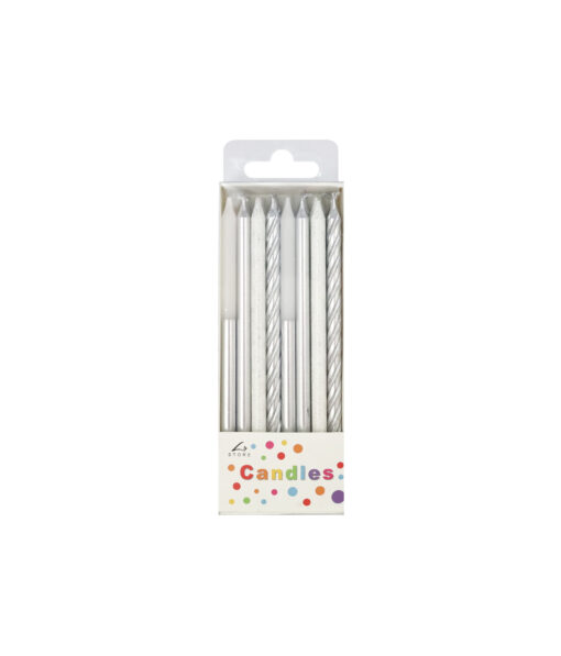 Silver & White Metallic Candles 24pk