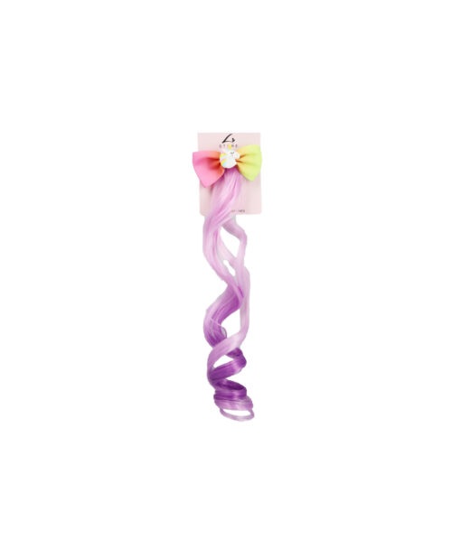 Purple Bow Clip With Hair Extension 1pc