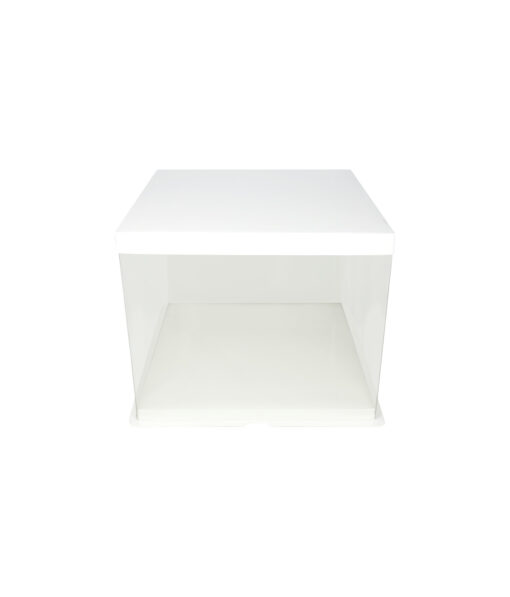 White Double Layer Transparent Cake Box 8in