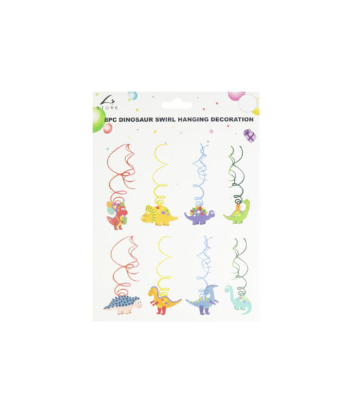 Dinosaur Swirl Hanging Decoration 8pc