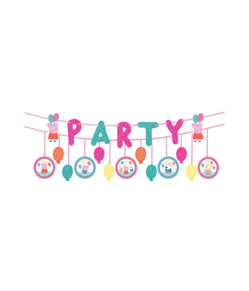 Peppa Pig Glittered Confetti Party Ribbon Banner Kit 3.6m