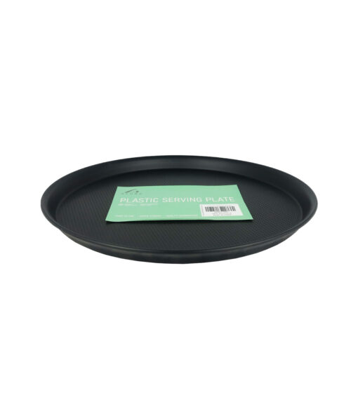 Black Round Serving Plastic Tray