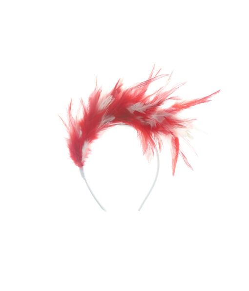 Red & White Feather Headband