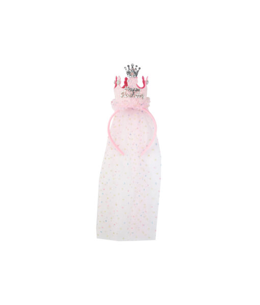 Pink Happy Birthday Crown With Veil