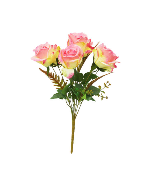 2 Tone Hot Pink & Cream Rose Bunch 41cm