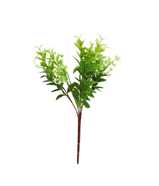 Light Green Plastic Leaves 5 Branches 37cm