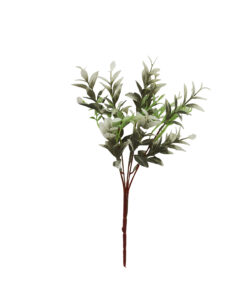 Grey Green Plastic Leaves 5 Branches 37cm