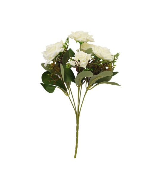 White Rose Bunch 7 Head 32cm