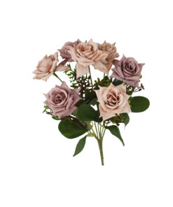 Purple Rose Bunch 7 Head 32cm