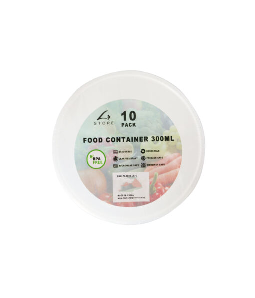 Clear PP Plastic Round Food Container 10pc 300ml