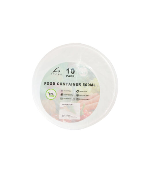 Clear PP Plastic Round Food Container 10pc 500ml