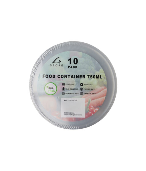 Clear PP Plastic Round Food Container 10pc 750ml