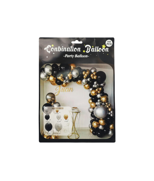 Black & Gold Balloon Garland Kit 111pc