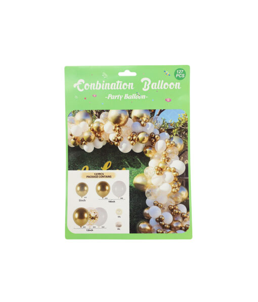 Gold & White Balloon Garland Kit 127pc