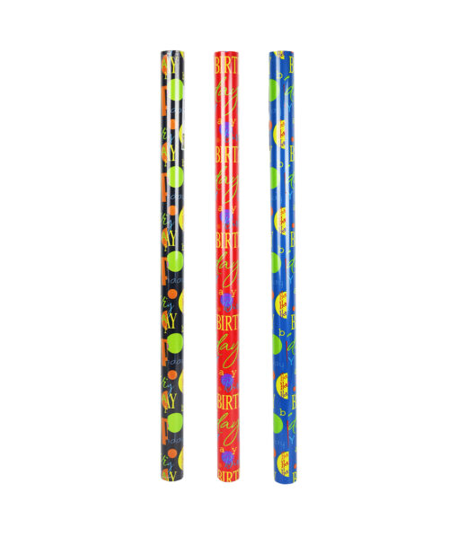 Happy Birthday Wrapping Paper Assorted Colour Design 70cm x 5m