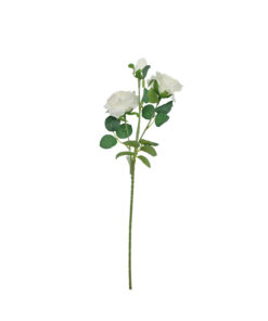 White Rose Flower With 2 Heads and 1 Bud 59cm