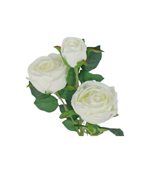 White Rose Flower With 3 Heads 58cm