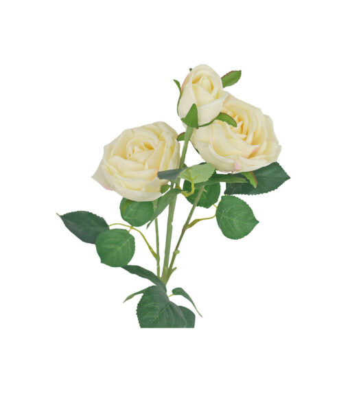 Cream Rose Flower With 3 Heads 58cm