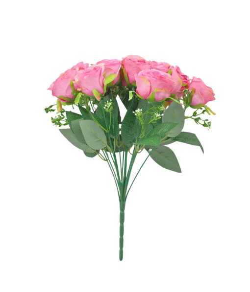 Pink Rose Bush 18 Head 47cm